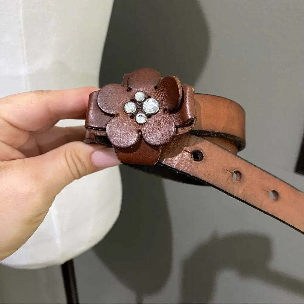Abercrombie & Fitch Brown floral Genuine leather belt